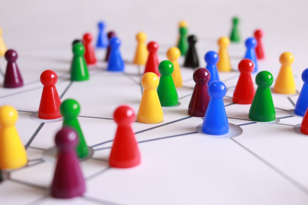 colourful pins on a white table