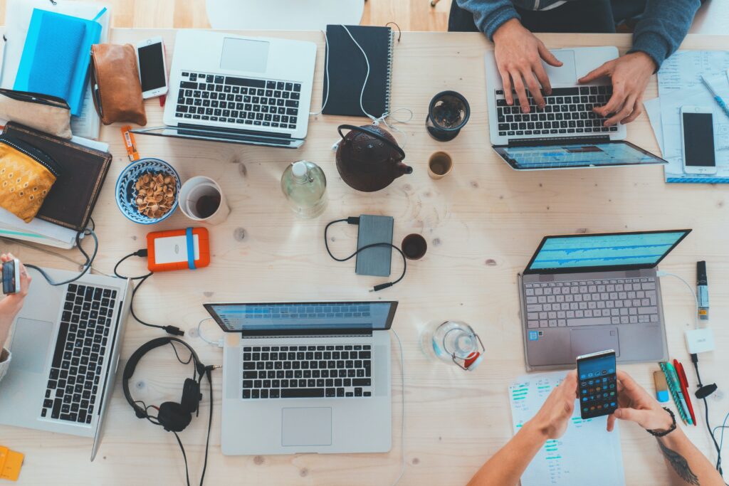 laptops and office stuff on a table